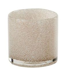 Gift Company Linen Windlicht H10 cm Glitzer Bubbles hellbeige df 