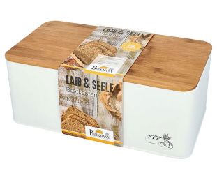 Birkmann Brotkasten Laib & Seele Metall 33x18x13 cm mit Bambus Holzdeckel 