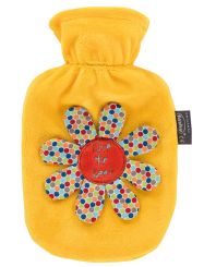 Fashy Wärmflasche mit Flauschbezug Blüte gelb 0,8 l 