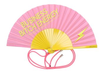 Gift Company Fififan Fächer 23cm Motiv: Business Bitch gelb/rosa 