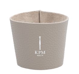 KPM Berlin Sleeve 'Kpm To Go' Leder Grau weiße Prägung 