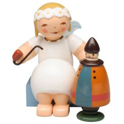 Wendt & Kühn Margeritenengel sitzend mit Räuchermann 