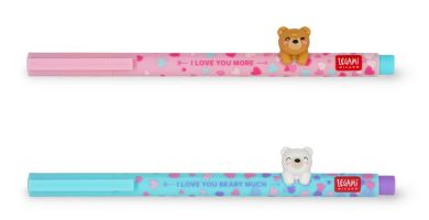 Legami Set 2 Gelstifte mit Tierdeko Lovely Friends Beary in Love + Teddy Bear 
