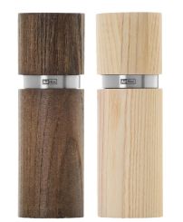 AdHoc Pfeffer- / Salzmühle Textura Antique, Braun&weiß, CeraCut® Ceramic Mahlwerk, Eschenholz/Edelstahl, D 5 Cm, H 15 Cm 