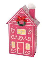 Gift Company Candy Haus mit LED und Kranz pink 