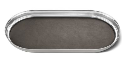 Georg Jensen Tablett Manhattan SS & Leder 35x18 cm 