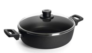 Woll Nowo Titanium Guss-Kasserolle Ø 28 cm, 8 cm Hoch, 4,5 L inkl. Glasdeckel 