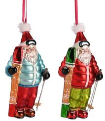 Gift Company Hänger Santa Skier 2fach sortiert blau/rot rot/grün 