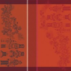 Garnier-Thiebaut Serviette Casses Noisettes Rouge Festif 54x54 Cm 100% Gekämmte Baumwolle 