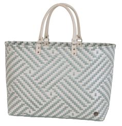 Handed By Shopper M Claire champagne with aqua green pattern 