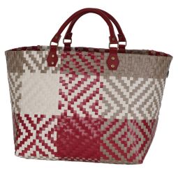 Handed By Shopper Quinn L burgundy red liver with champagne pattern 