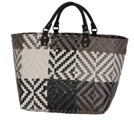 Handed By Shopper Quinn L black taupe with champagne pattern 