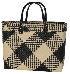 Handed By Shopper Avenue dark ecru Karomuster black 