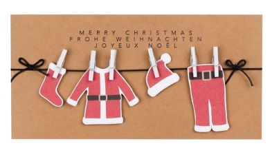 Räder Weihnachtskleiderkarte 3spr. Frohe Weihnachten 21x10,5cm 