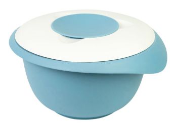 Westmark Rührschüssel mit zweigeteiltem Deckel 3,5 L blau/weiß 