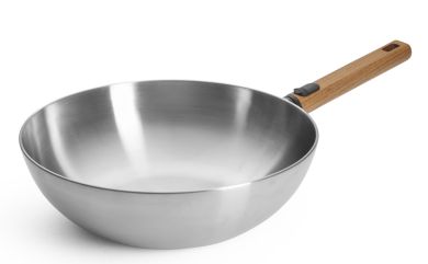 Woll Logic Steel Steel-Wok, Ø 30 cm, 10 cm hoch abnehmbarer Stiel 