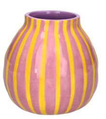 Gift Company Artisan Vase gestreift S rosa/gelb 