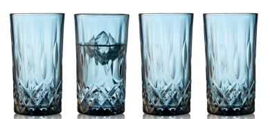 Lyngby Glas 4er-Set Highball 38 cl Sorrento Blau 