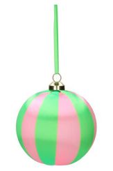 Gift Company Chinois Weihnachtskugel 8cm Streifen rosa/grün 