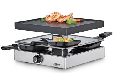 Spring Raclette Silber mit Alugrillplatte Eu Raclette4 Classic 
