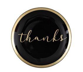 Gift Company Love Plates Glasteller M Thanks rund schwarz 