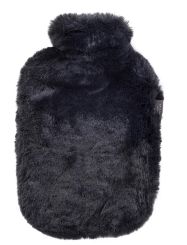 Fashy Wärmflasche mit softem Flauschbezug schwarz 2 L 