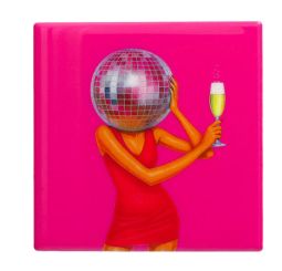 Gift Company Love tiles Untersetzer Motiv: Frau mit Disco Kugel neon pink 