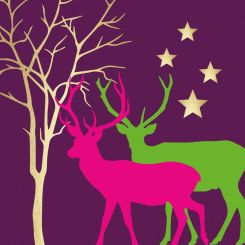 Paperproducts Servietten 33x33 cm Winter Deers purple 