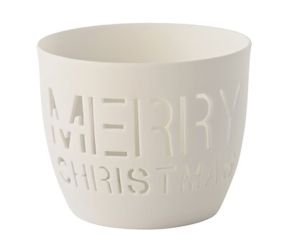 Gift Company Agra Windlicht Merry Christmas Porzellan weiß 