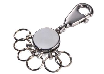 Troika Schlüsselanhänger rund inkl. Karabinerhaken black chrome 