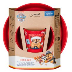 Koziol Kleiner Teller + Schale + Becher Connect Paw Patrol 3er-Set organic ruby red 