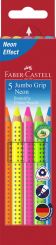 Faber-Castell Buntstift Jumbo Grip Neon 5er Etui 