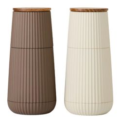 AdHoc Set Pfeffer- und Salzmühle ScapeH 12,3 cm dark beige&light beige Kunststoff/Eichenhol 