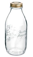 Einkochwelt Flasche 1000 ml Quattro Stagioni mit 56 mm Schraubdeckel gold 