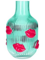Gift Company L´amour Vase H(25cm) Lippen türkis/transparent gs 