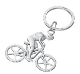 Troika Schlüsselanhänger Fahrradfahrer verchromt matt silberfarben 