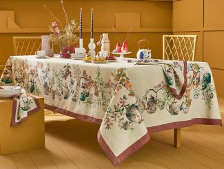 Garnier-Thiebaut Tischdecke Theieres Rouille 115x115 Cm 50% Leinen / 50% Baumwolle 