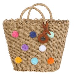 Handed By Handtasche Sofia Pompom S natural light brown 