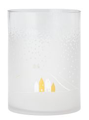 Räder Schneetag Windlicht Schneelandschaft D.19cm H.25,5cm 