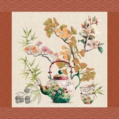 Garnier-Thiebaut Serviette Theieres Rouille 45x45 Cm 50% Leinen / 50% Baumwolle Vorgewaschen 