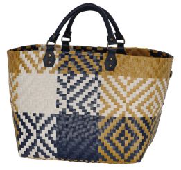 Handed By Shopper Quinn L navy ochre yellow with champagne pattern 