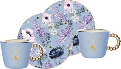 Bialetti Set 2 Tassen mit Untertasse Bridgerton Porzellan (90 ml) 