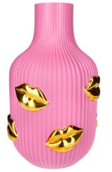 Gift Company L´amour Vase H (30cm) Lippen Gold rosa gs 