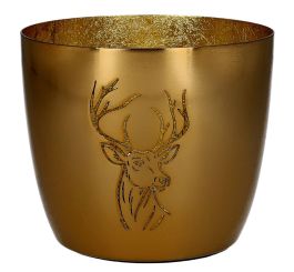 Gift Company Madras Windlicht M Motiv: Hirsch gold 