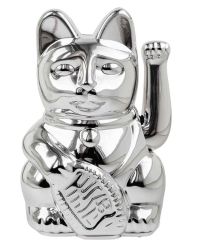 Donkey Winkekatze Mini Lucky Cat Shiny Silber 