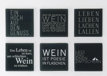 Räder Untersetzer Set 6 Stk. Wein Text 10x10x0,4 cm 