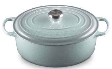 Le Creuset Bräter Signature Oval 31 cm Sea Salt Gusseisen 