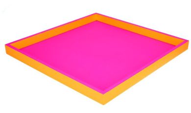 Gift Company Neo Tablett quadratisch (32x2,5x32cm) 2 farbig neon pink/ neon orange 