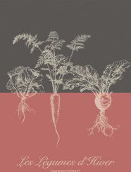 Garnier-Thiebaut Geschirrtuch Legumes D'Hiver Tomette 56x78 Cm 100% Gekämmte Baumwolle 