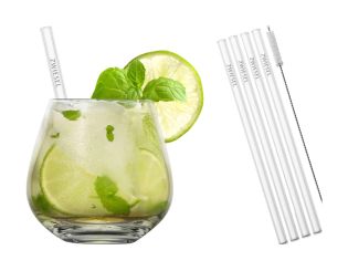 Schott Zwiesel 4-er Set Weinbecher 60 Vina + 4 x Glastrinkhalm + Reinigungsbürste 